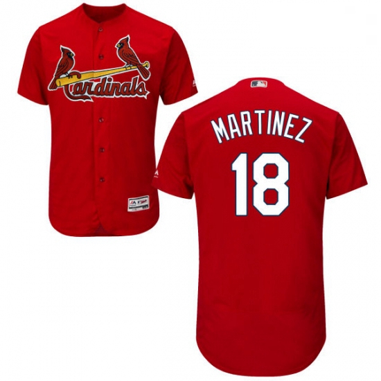 Mens Majestic St Louis Cardinals 18 Carlos Martinez Red Alternate Flex Base Authentic Collection MLB