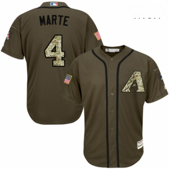 Mens Majestic Arizona Diamondbacks 4 Ketel Marte Authentic Green Salute to Service MLB Jersey