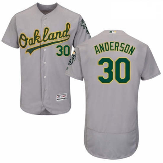 Mens Majestic Oakland Athletics 30 Brett Anderson Grey Road Flex Base Authentic Collection MLB Jerse