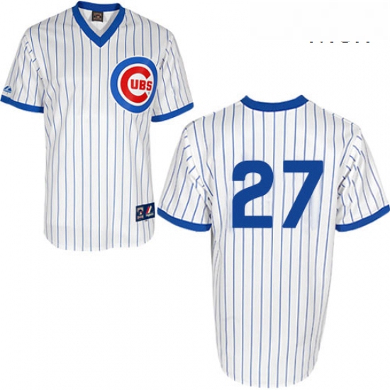 Mens Majestic Chicago Cubs 27 Addison Russell Authentic White 1988 Turn Back The Clock Cool Base MLB