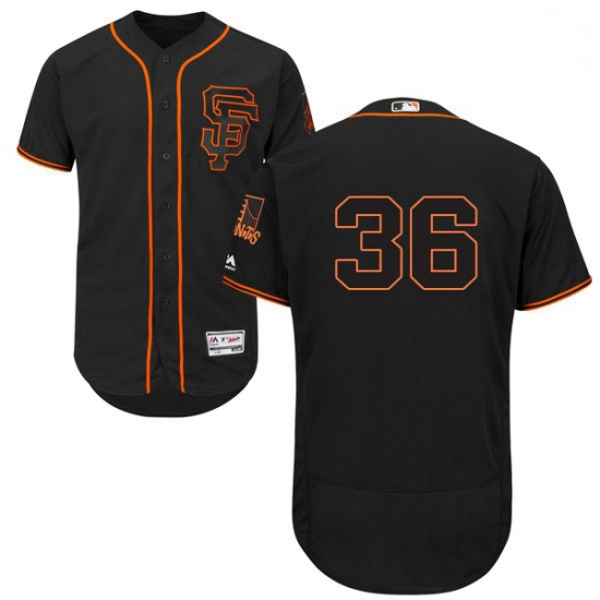 Mens Majestic San Francisco Giants 36 Gaylord Perry Black Alternate Flex Base Authentic Collection M