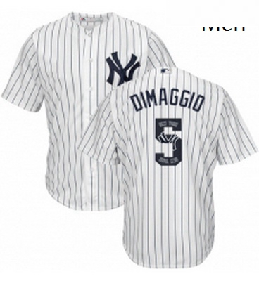 Mens Majestic New York Yankees 5 Joe DiMaggio Authentic White Team Logo Fashion MLB Jersey