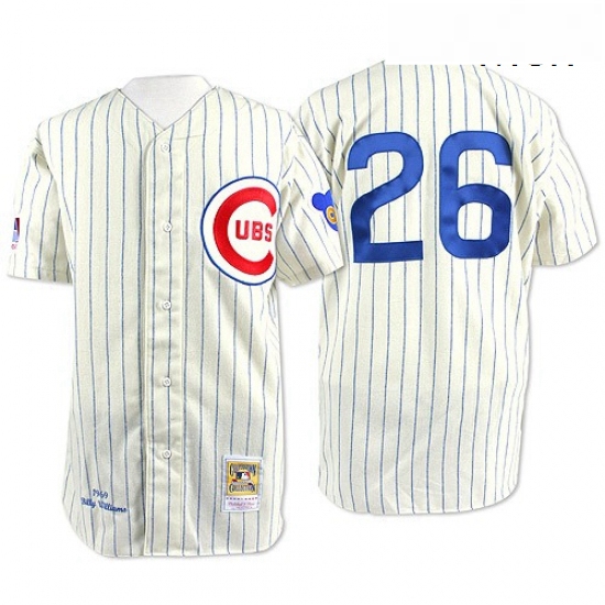 Mens Mitchell and Ness Chicago Cubs 26 Billy Williams Authentic White Throwback MLB Jersey