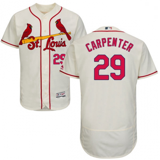 Mens Majestic St Louis Cardinals 29 Chris Carpenter Cream Alternate Flex Base Authentic Collection M