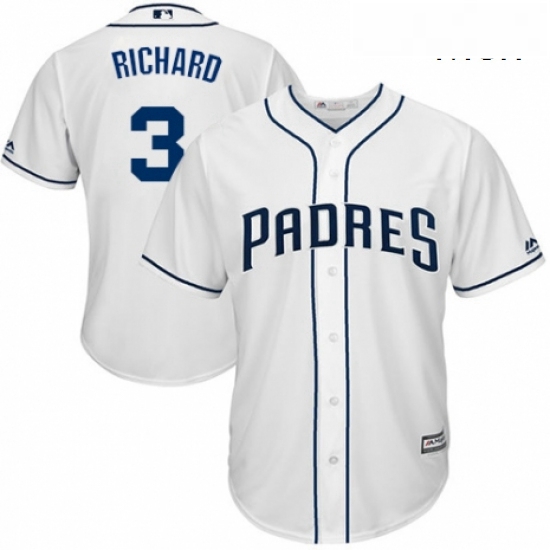 Mens Majestic San Diego Padres 3 Clayton Richard Replica White Home Cool Base MLB Jersey