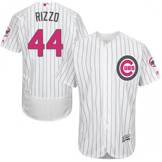 Mens Majestic Chicago Cubs 44 Anthony Rizzo Authentic White 2016 Mothers Day Fashion Flex Base MLB J