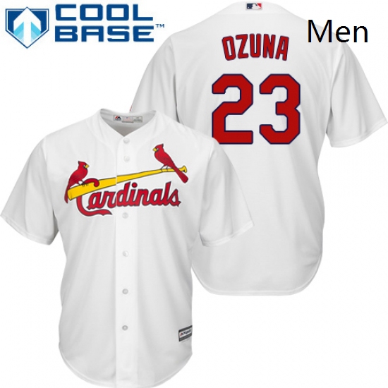 Mens Majestic St Louis Cardinals 23 Marcell Ozuna Replica White Home Cool Base MLB Jersey