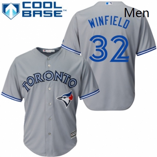 Mens Majestic Toronto Blue Jays 32 Dave Winfield Replica Grey Road MLB Jersey