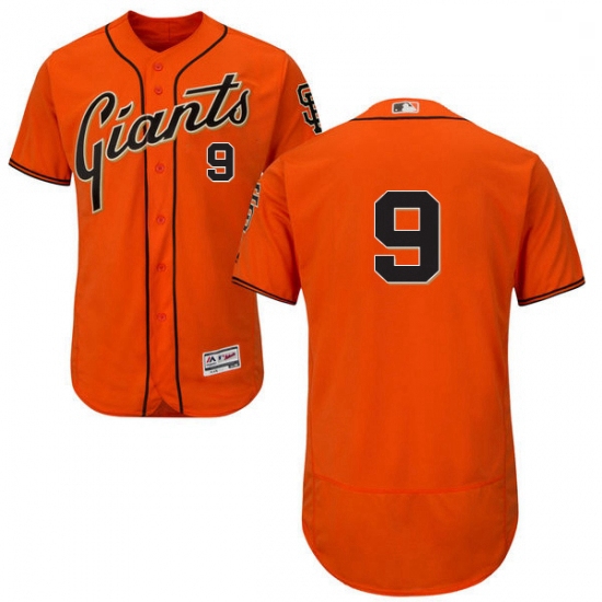 Mens Majestic San Francisco Giants 9 Brandon Belt Orange Alternate Flex Base Authentic Collection ML