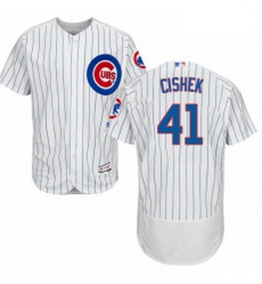 Mens Majestic Chicago Cubs 41 Steve Cishek White Home Flex Base Authentic Collection MLB Jersey