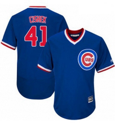 Mens Majestic Chicago Cubs 41 Steve Cishek Royal Blue Cooperstown Flexbase Authentic Collection MLB 