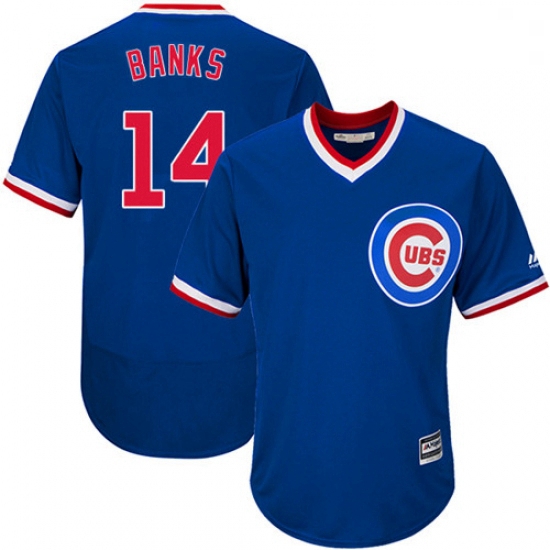 Mens Majestic Chicago Cubs 14 Ernie Banks Royal Blue Flexbase Authentic Collection Cooperstown MLB J