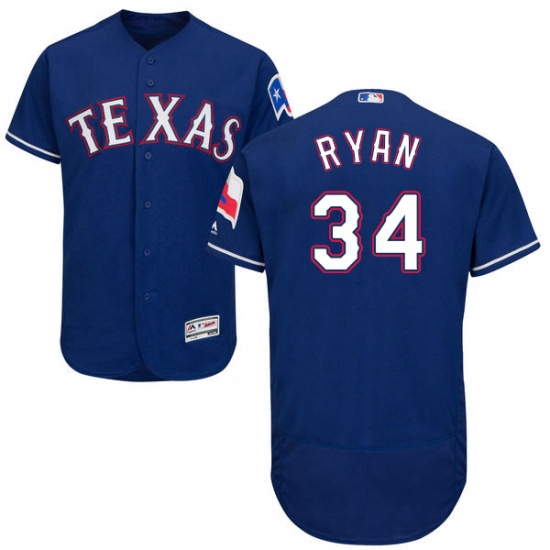 Mens Majestic Texas Rangers 34 Nolan Ryan Royal Blue Alternate Flex Base Authentic Collection MLB Je