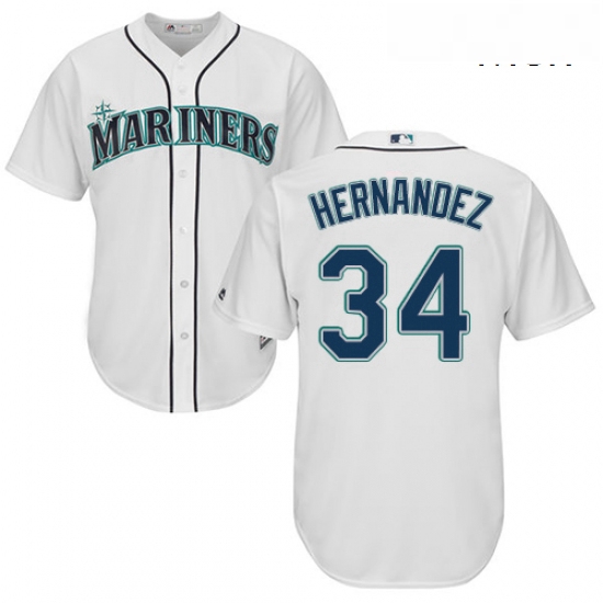 Mens Majestic Seattle Mariners 34 Felix Hernandez Replica White 