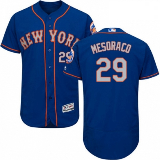 Mens Majestic New York Mets 29 Devin Mesoraco RoyalGray Alternate Flex Base Authentic Collection MLB