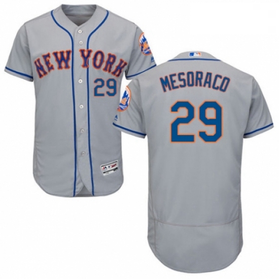 Mens Majestic New York Mets 29 Devin Mesoraco Grey Road Flex Base Authentic Collection MLB Jersey