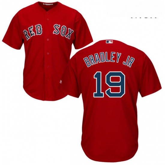 Mens Majestic Boston Red Sox 19 Jackie Bradley Jr Replica Red Alternate Home Cool Base MLB Jersey