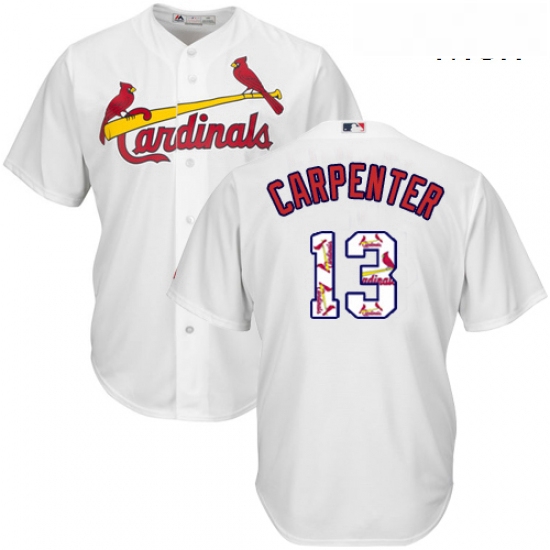 Mens Majestic St Louis Cardinals 13 Matt Carpenter Authentic White Team Logo Fashion Cool Base MLB J