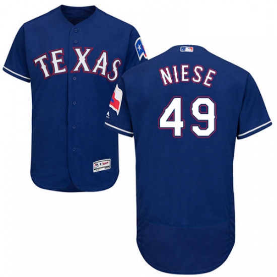 Mens Majestic Texas Rangers 49 Jon Niese Royal Blue Alternate Flex Base Authentic Collection MLB Jer