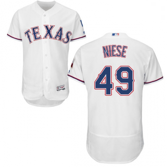 Mens Majestic Texas Rangers 49 Jon Niese White Home Flex Base Au