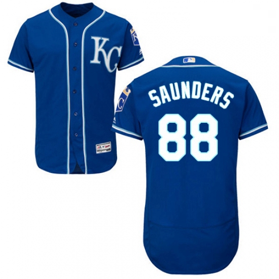 Mens Majestic Kansas City Royals 88 Michael Saunders Royal Blue Alternate Flex Base Authentic Collec