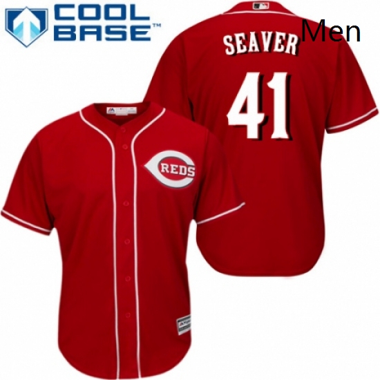 Mens Majestic Cincinnati Reds 41 Tom Seaver Replica Red Alternate Cool Base MLB Jersey