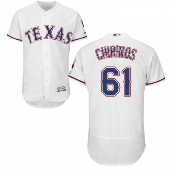 Mens Majestic Texas Rangers 61 Robinson Chirinos White Home Flex Base Authentic Collection MLB Jerse