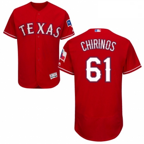 Mens Majestic Texas Rangers 61 Robinson Chirinos Red Alternate Flex Base Authentic Collection MLB Je