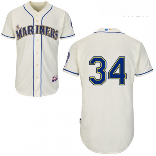 Mens Majestic Seattle Mariners 34 Felix Hernandez Replica Cream Alternate Cool Base MLB Jersey