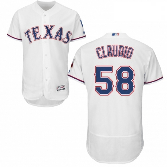 Mens Majestic Texas Rangers 58 Alex Claudio White Home Flex Base
