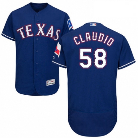 Mens Majestic Texas Rangers 58 Alex Claudio Royal Blue Alternate Flex Base Authentic Collection MLB 