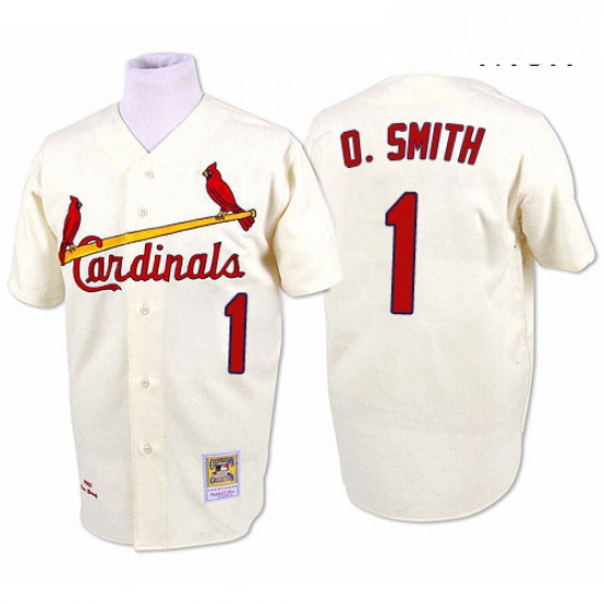 Mens Mitchell and Ness St Louis Cardinals 1 Ozzie Smith Authenti