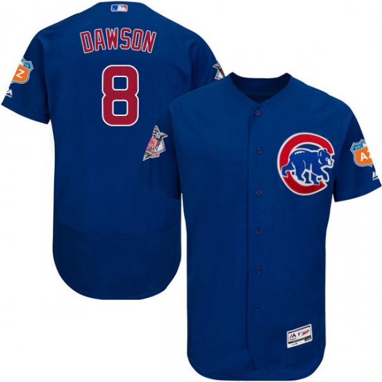 Mens Majestic Chicago Cubs 8 Andre Dawson Royal Blue Alternate Flex Base Authentic Collection MLB Je