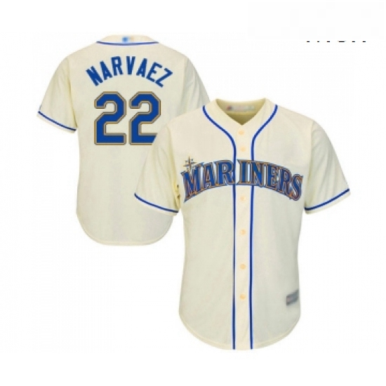 Mens Seattle Mariners 22 Omar Narvaez Replica Cream Alternate Cool Base Baseball Jersey