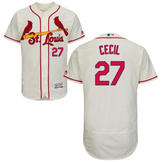 Mens Majestic St Louis Cardinals 27 Brett Cecil Cream Flexbase A