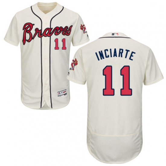 Mens Majestic Atlanta Braves 11 Ender Inciarte Cream Flexbase Au