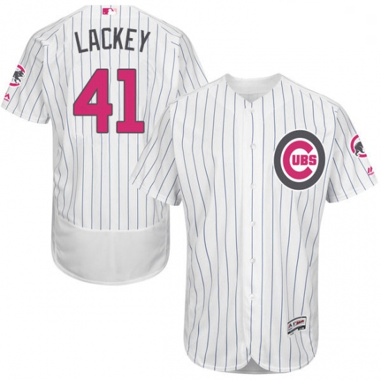 Mens Majestic Chicago Cubs 41 John Lackey Authentic White 2016 M