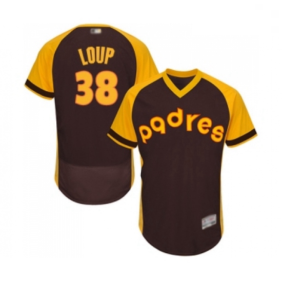 Mens San Diego Padres 38 Aaron Loup Brown Alternate Cooperstown Authentic Collection MLB Jersey Flex