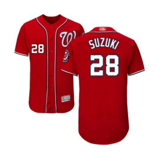 Mens Washington Nationals 28 Kurt Suzuki Red Alternate Flex Base Authentic Collection Baseball Jerse