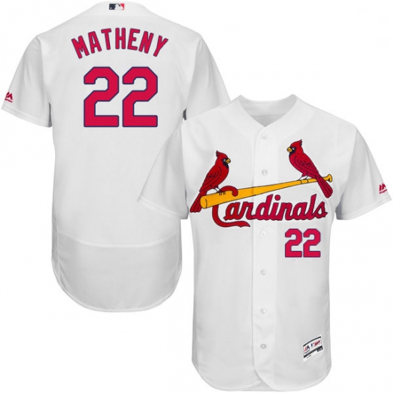 Mens Majestic St Louis Cardinals 22 Mike Matheny White Home Flex Base Authentic Collection MLB Jerse