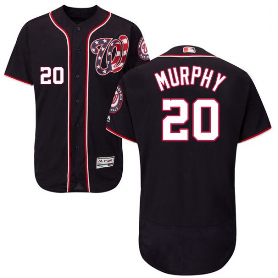 Mens Majestic Washington Nationals 20 Daniel Murphy Navy Blue Alternate Flex Base Authentic Collecti