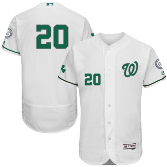 Mens Majestic Washington Nationals 20 Daniel Murphy White Celtic Flexbase Authentic Collection MLB J