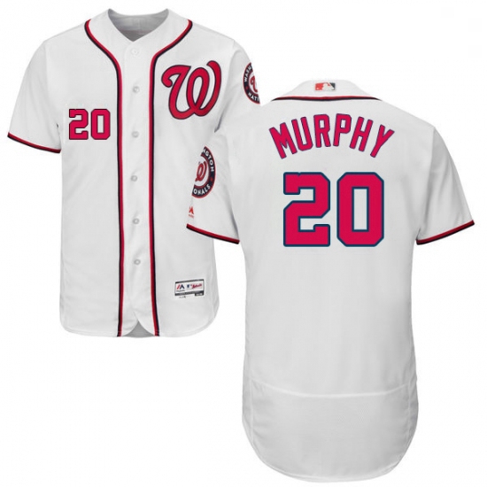 Mens Majestic Washington Nationals 20 Daniel Murphy White Home Flex Base Authentic Collection MLB Je