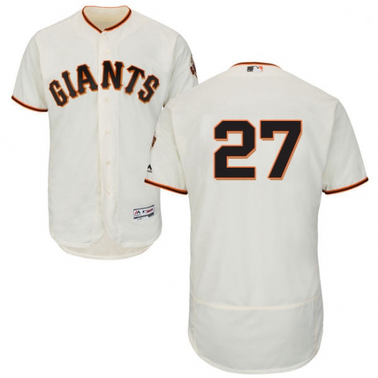 Mens Majestic San Francisco Giants 27 Juan Marichal Cream Home Flex Base Authentic Collection MLB Je