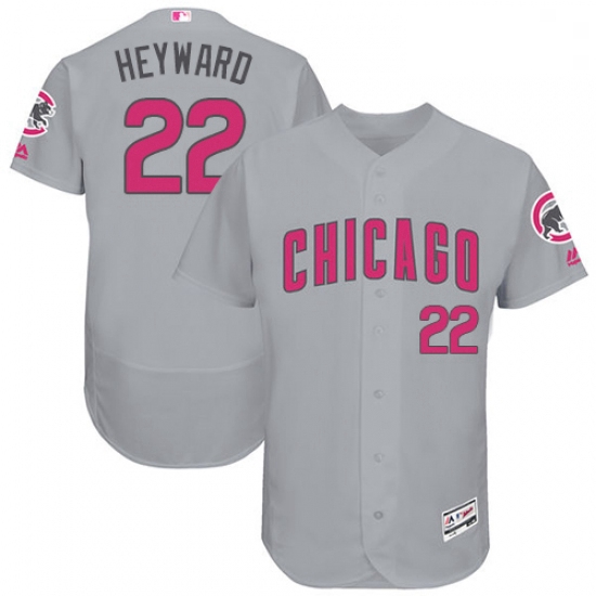 Mens Majestic Chicago Cubs 22 Jason Heyward Grey Mothers Day Flexbase Authentic Collection MLB Jerse