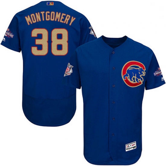 Mens Majestic Chicago Cubs 38 Mike Montgomery Royal Blue 2017 Go