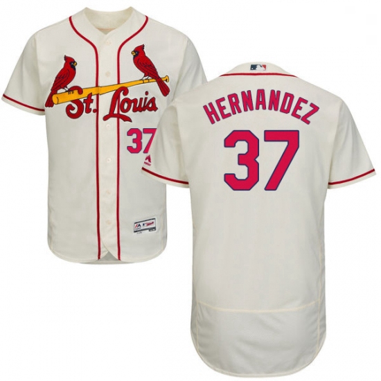 Mens Majestic St Louis Cardinals 37 Keith Hernandez Cream Alternate Flex Base Authentic Collection M