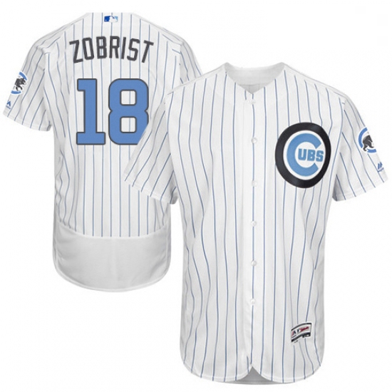 Mens Majestic Chicago Cubs 18 Ben Zobrist Authentic White 2016 Fathers Day Fashion Flex Base MLB Jer