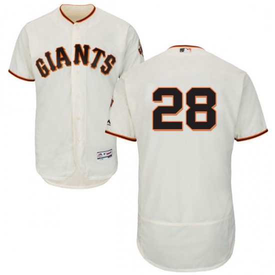 Mens Majestic San Francisco Giants 28 Buster Posey Cream Home Flex Base Authentic Collection MLB Jer