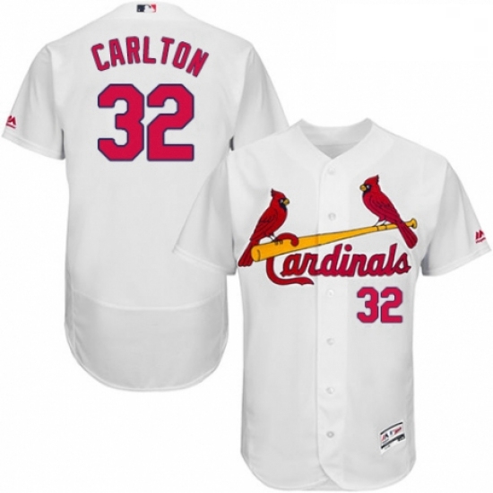 Mens Majestic St Louis Cardinals 32 Steve Carlton White Home Flex Base Authentic Collection MLB Jers